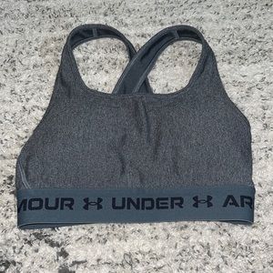 grey u see armour sports bra. adult xs